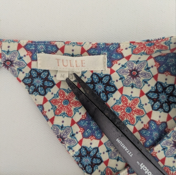 Anthropologie Tulle Red White Blue Stain Glass Fit and Flare Midi Dress Size M - Picture 11 of 11